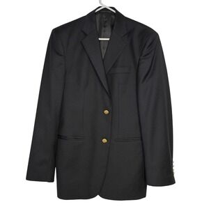 Dark Blue Blazer Mens Size‎ 40 Gold Crested Buttons Sport Coat Jacket Dual Vent
